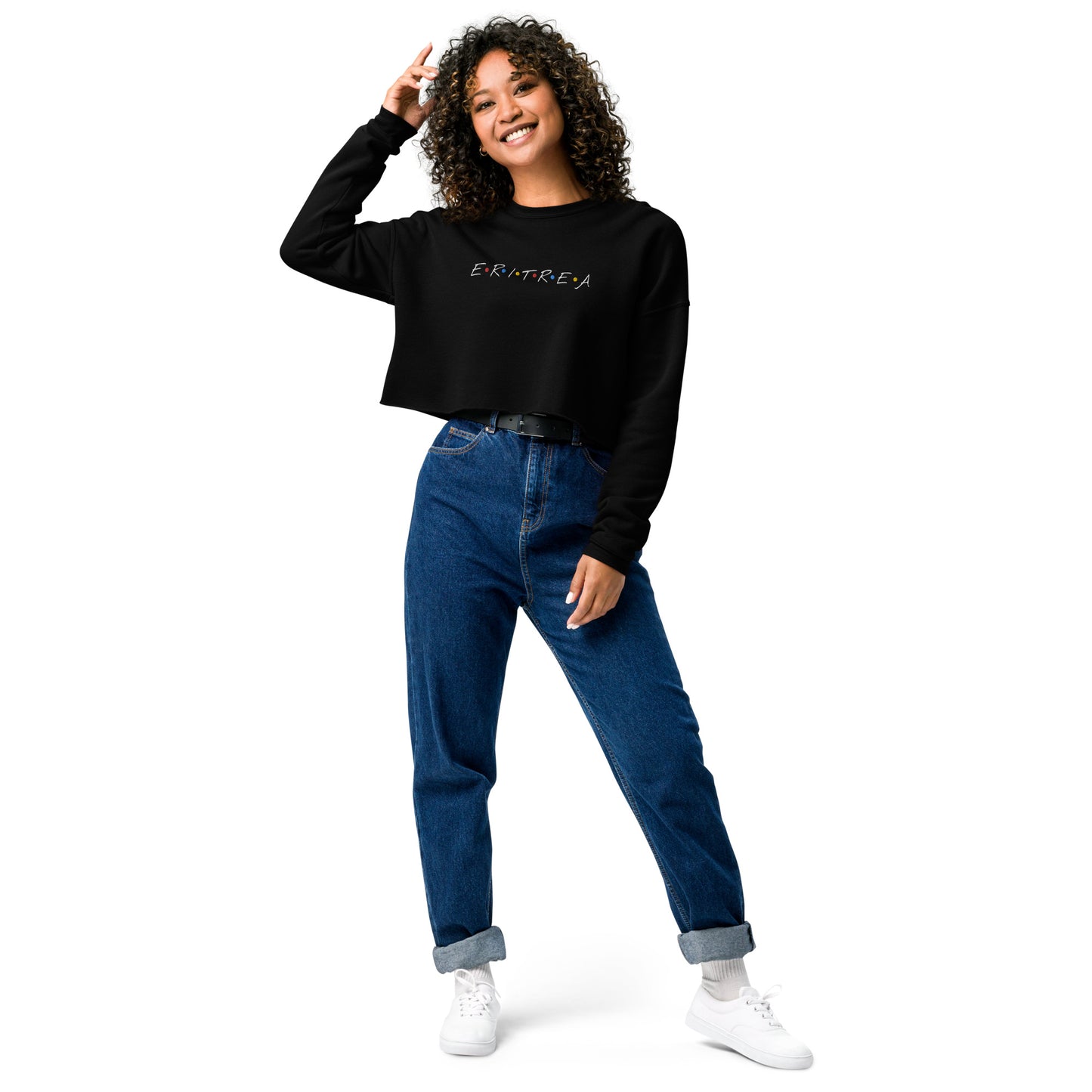 ERI-Embroidery Crop Sweatshirt in BALCK!