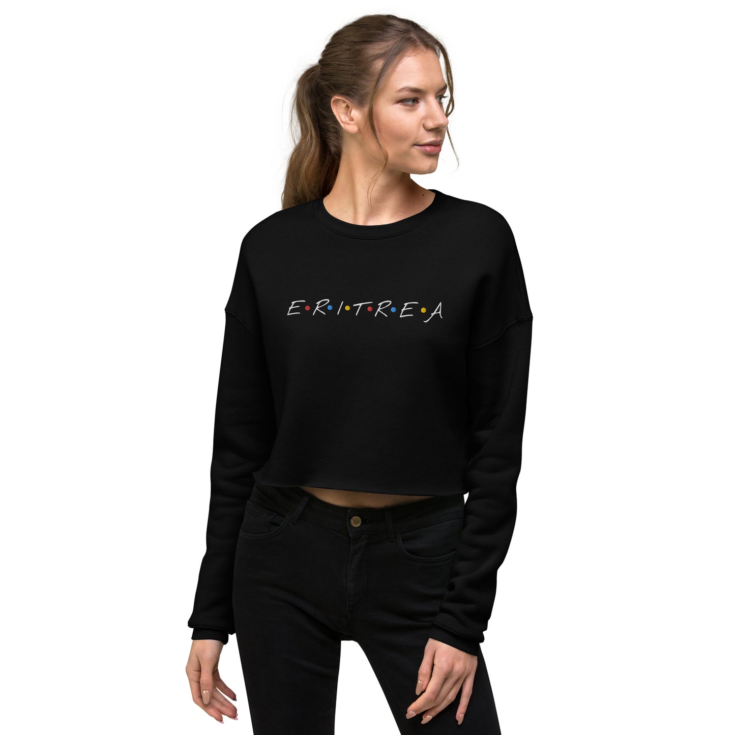 ERI-Embroidery Crop Sweatshirt in BALCK!