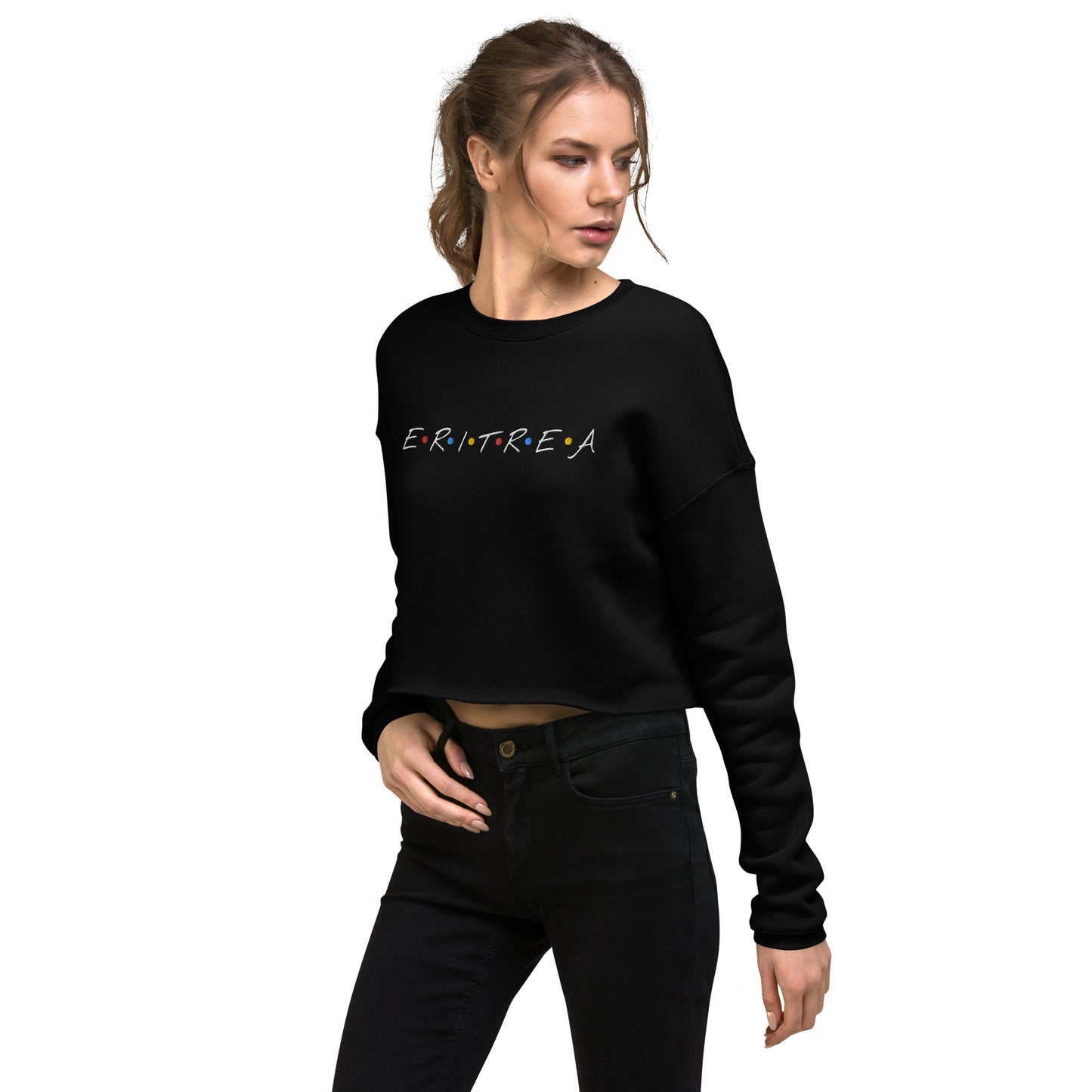 ERI-Embroidery Crop Sweatshirt in BALCK!