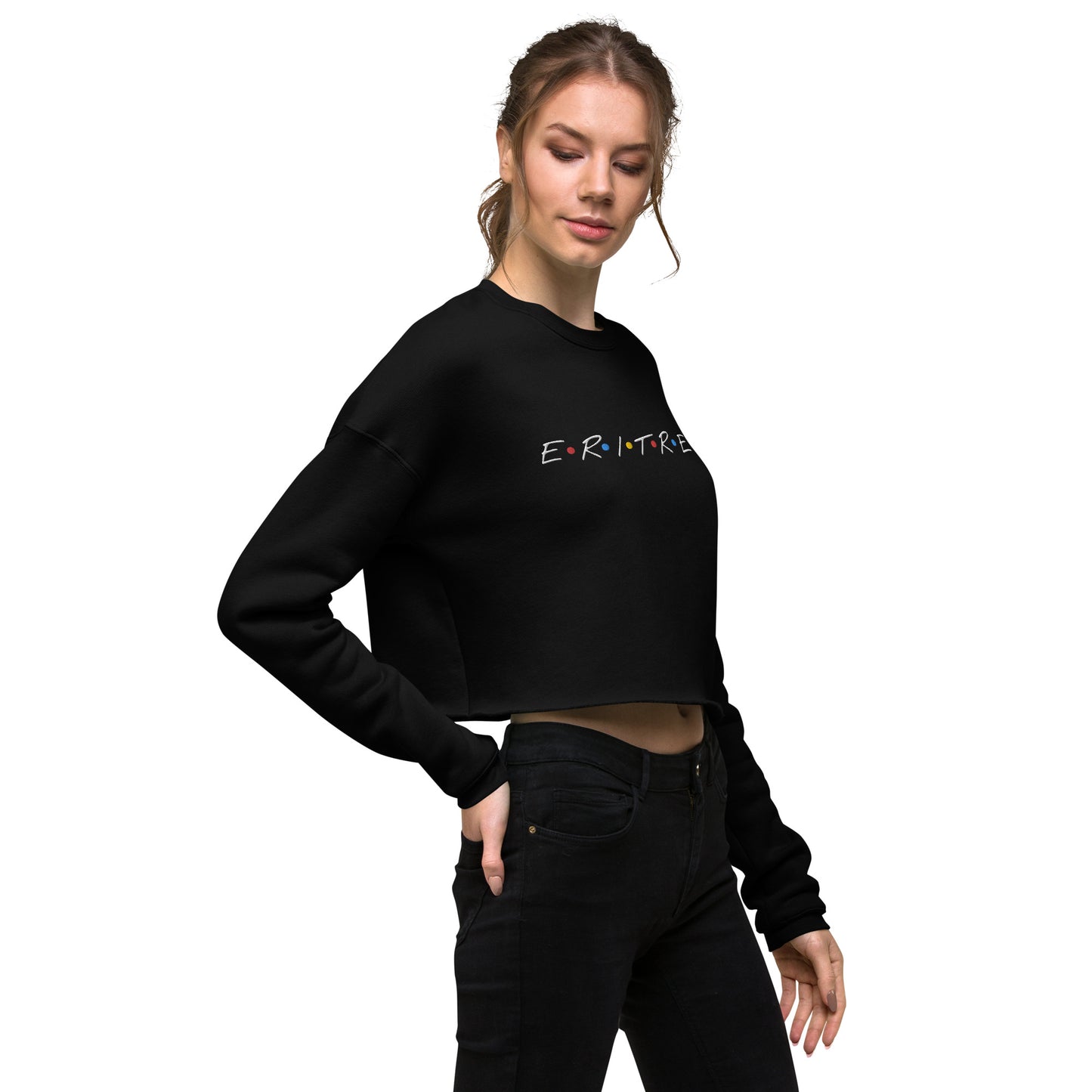 ERI-Embroidery Crop Sweatshirt in BALCK!