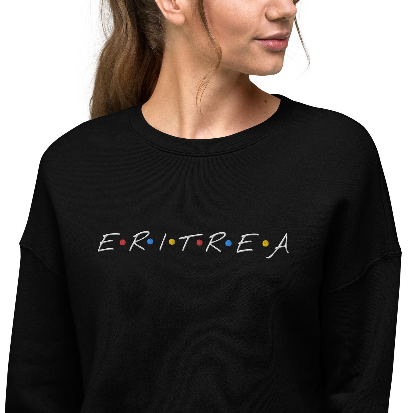 ERI-Embroidery Crop Sweatshirt in BALCK!